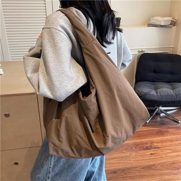 Women Solid Color Slouchy Tote Bag Large Capacity Shoulder Purse Versatile - Picture 2 of 8